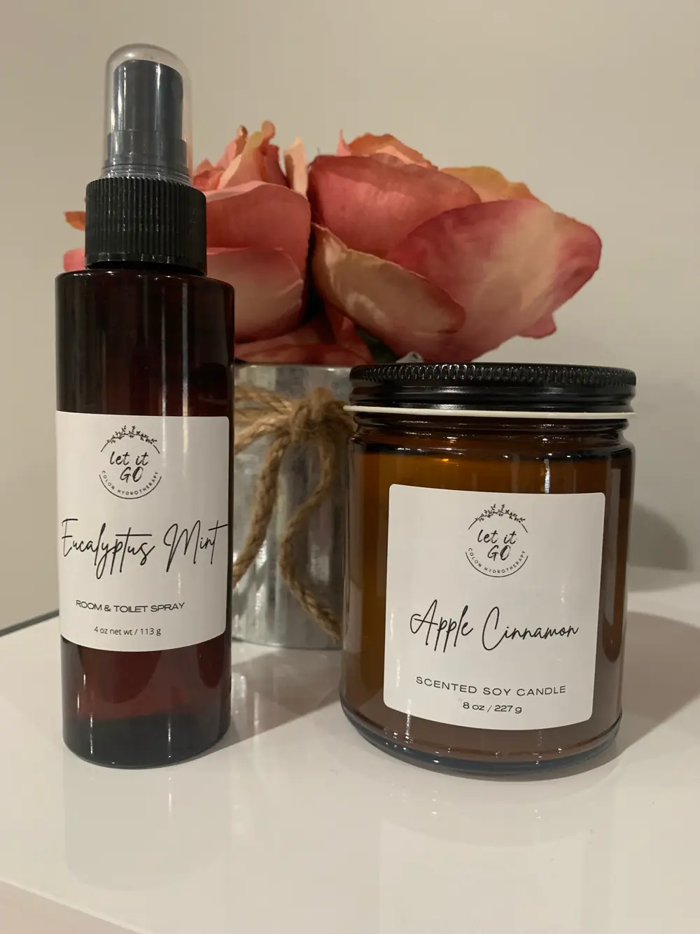 Wellness products and candle display